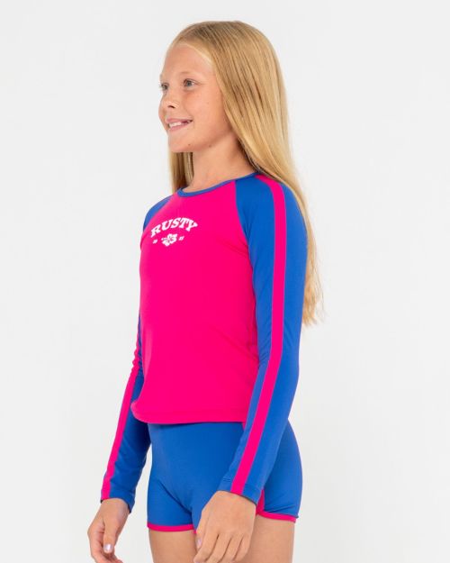 Contrast Rashie And Shorts Set Girls