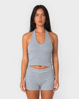 Bodhi Stripe Towelling Halter Neck Top