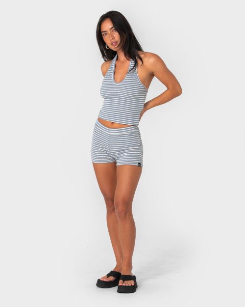 Bodhi Stripe Towelling Halter Neck Top