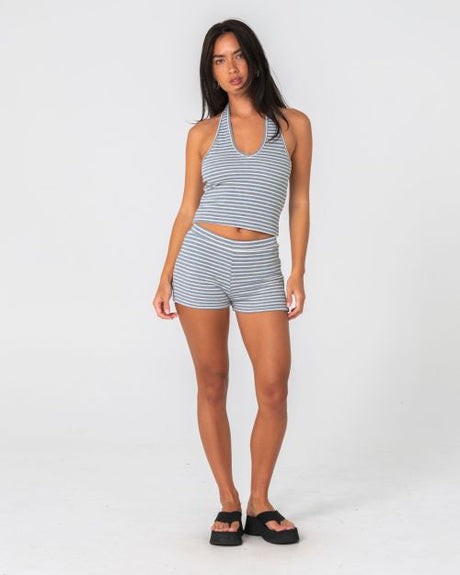 Bodhi Stripe Towelling Halter Neck Top