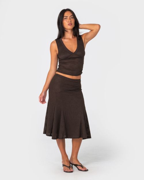 Roma Low Rise Lace Midi Skirt