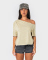 Sally Slouch Stripe Off Shoulder Tee