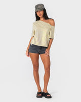 Sally Slouch Stripe Off Shoulder Tee