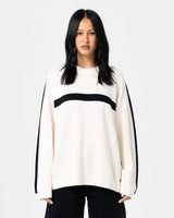 White Lines Long Sleeve Crew Neck Knit