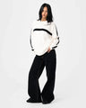 White Lines Long Sleeve Crew Neck Knit