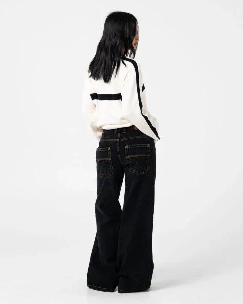 White Lines Long Sleeve Crew Neck Knit