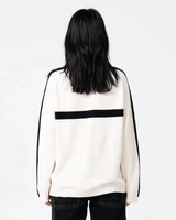 White Lines Long Sleeve Crew Neck Knit