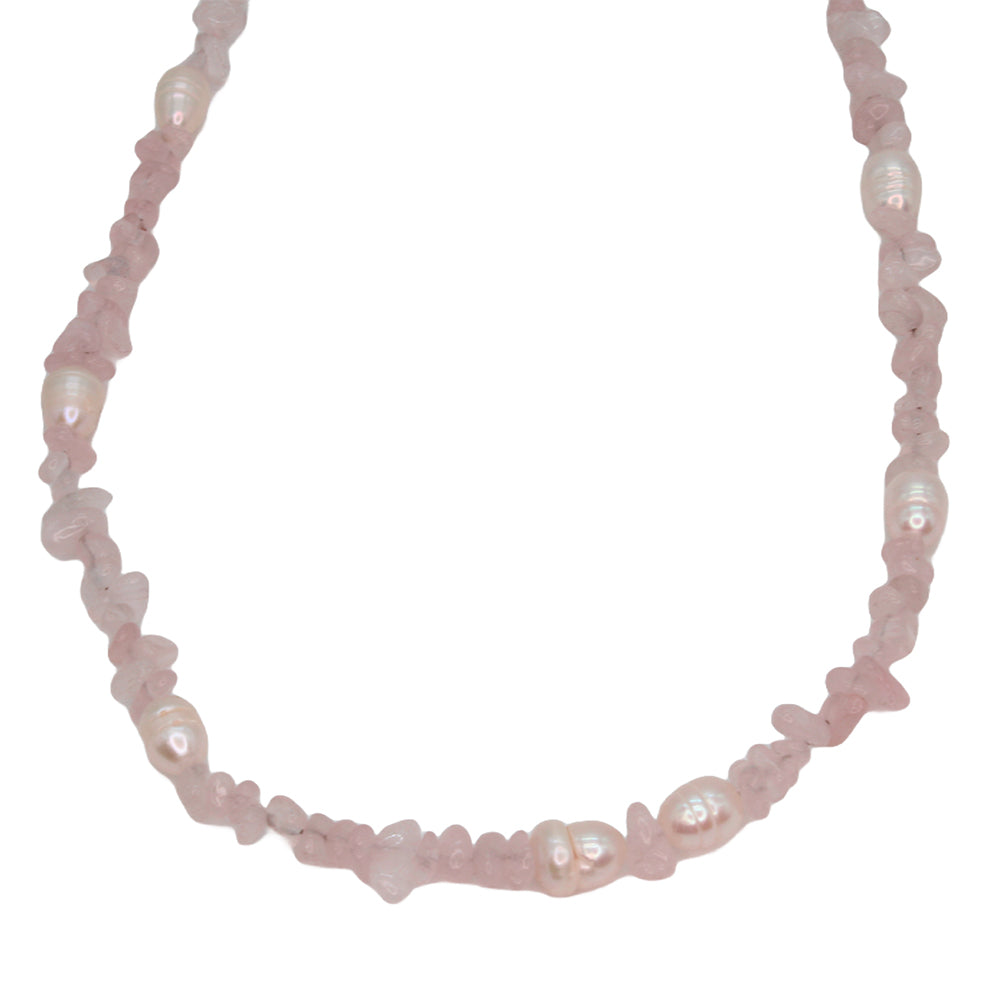 QUARTZ CHIP CHOKER W/ PEARLS