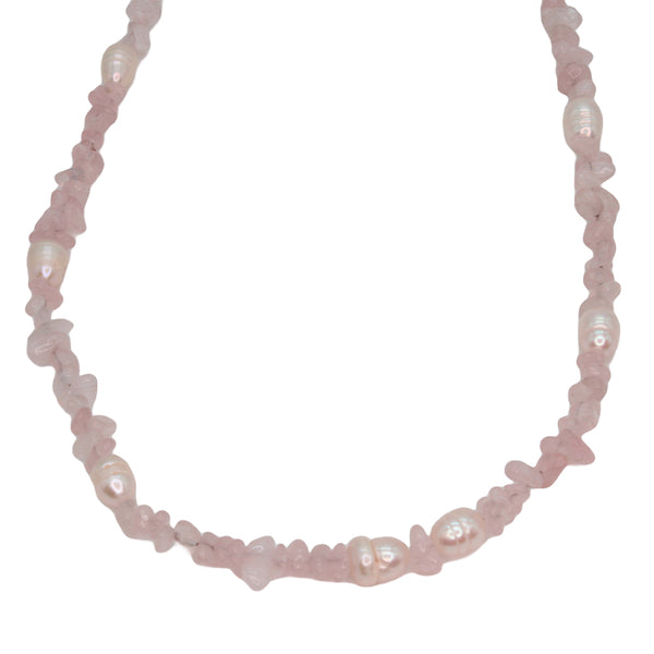 QUARTZ CHIP CHOKER W/ PEARLS