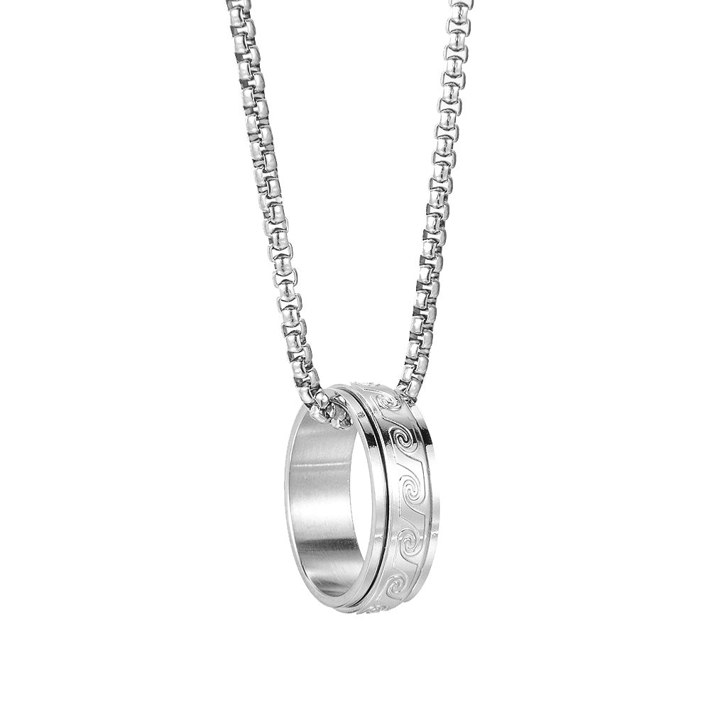 S/S Spinner Wave Ring Pendant