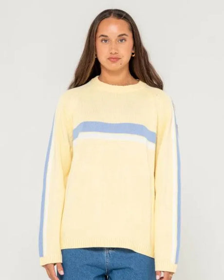 White Lines Long Sleeve Crew Neck Knit