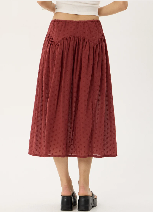 Marlow - Anglaise Midi Skirt - Ruby Anglaise