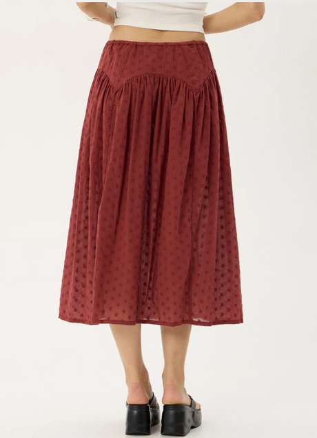 Marlow - Anglaise Midi Skirt - Ruby Anglaise