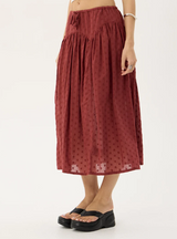 Marlow - Anglaise Midi Skirt - Ruby Anglaise