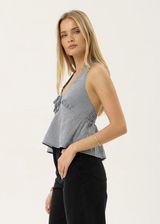Delfina - Halter Top - Indy Navy Check