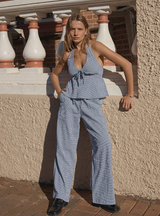 Delfina - Halter Top - Indy Navy Check