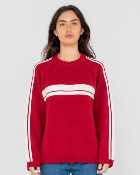 White Lines Long Sleeve Crew Neck Knit