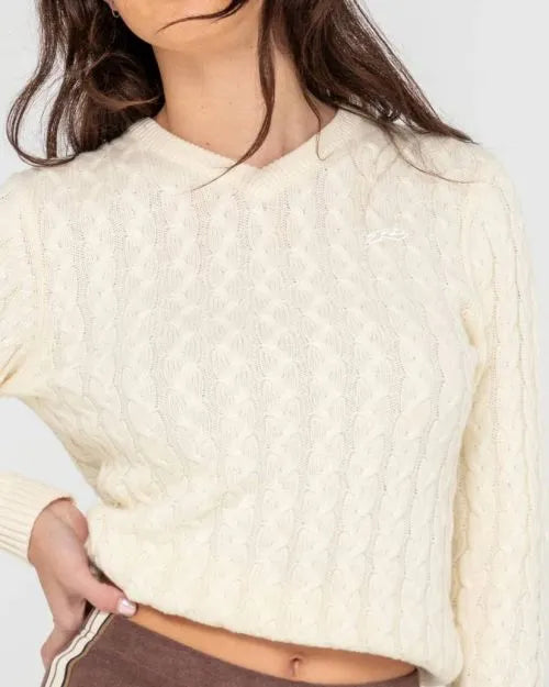 Collegiate Long Sleeve Vee Neck Knit