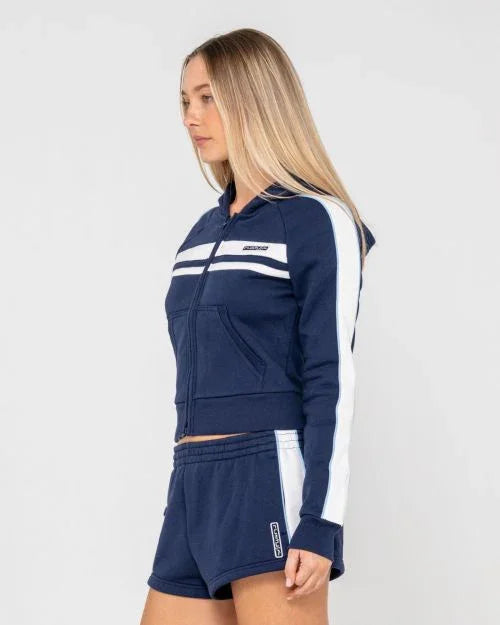 Retro Lines Zip Through Hooded Fleece