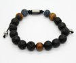 Adjustable Lava Bead Bracelet W/ Wooden & Tiger Eye Feature Beads - Beachin Surf