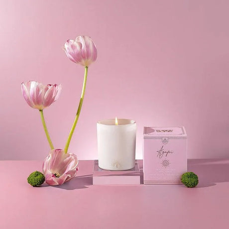 Agapi' | Crystal Infused Candle Of Love | Creamy Vanilla Gelato & Caramel Frost - Beachin Surf