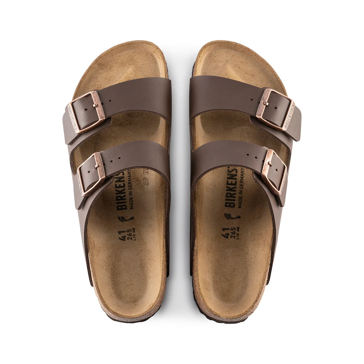 Birkenstock Arizona Birko-Flor in Dark Brown, top down footbed - Beachin Surf Toukley