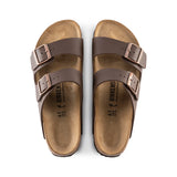 Birkenstock Arizona Birko-Flor in Dark Brown, top down footbed - Beachin Surf Toukley