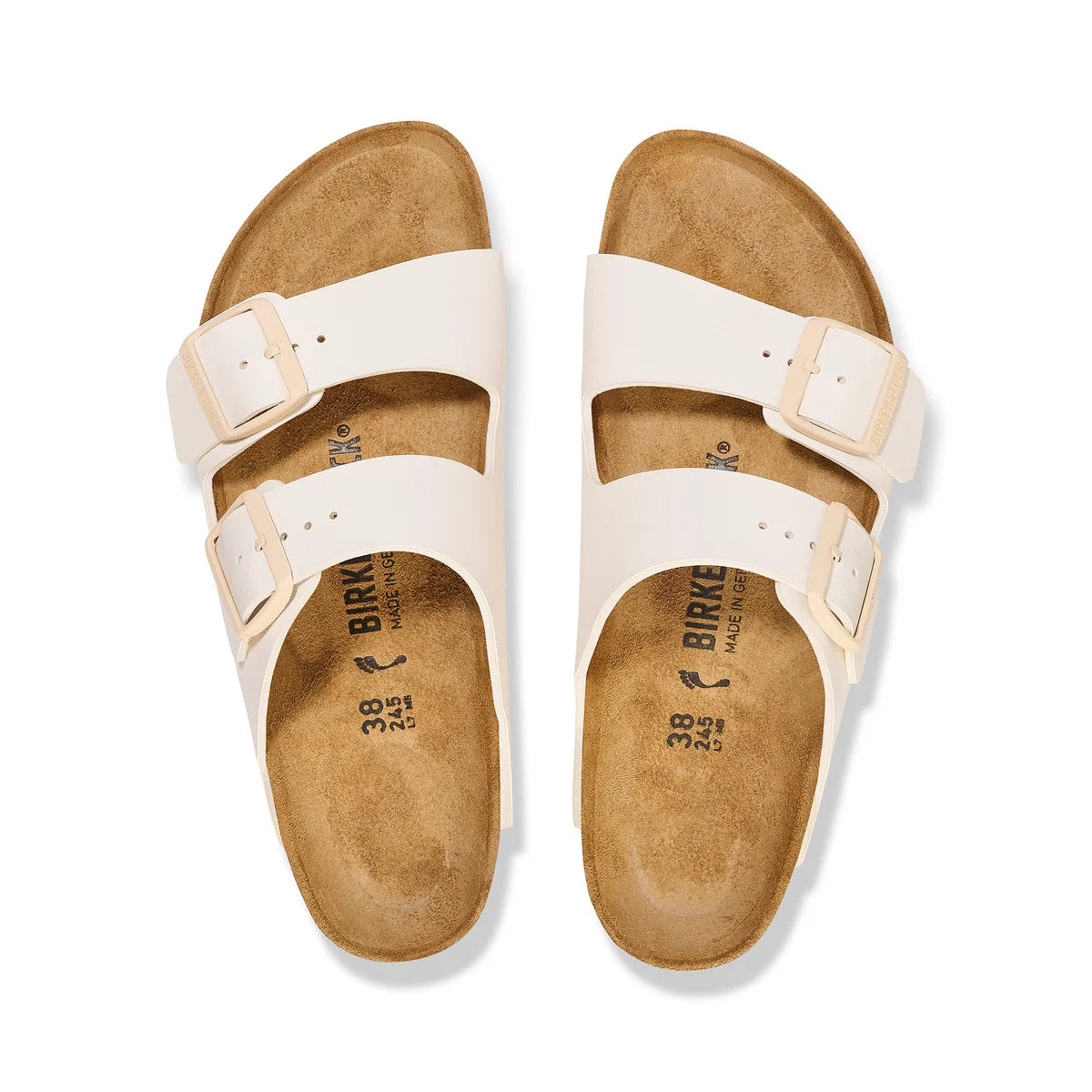 Birkenstock Arizona Birko-Flor in Eggshell, top down footbed - Beachin Surf Toukley