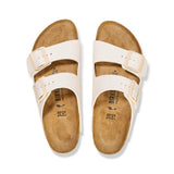 Birkenstock Arizona Birko-Flor in Eggshell, top down footbed - Beachin Surf Toukley