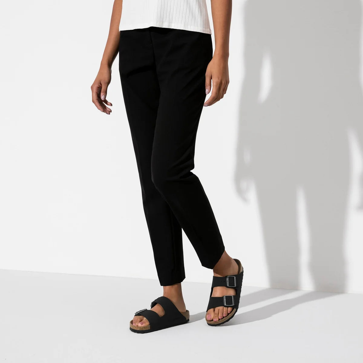 Birkenstock Arizona Vegan Birkibuc in Black worn on foot - Beachin Surf Toukley
