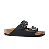 Birkenstock Arizona Vegan Birkibuc in Black, side profile - Beachin Surf Toukley