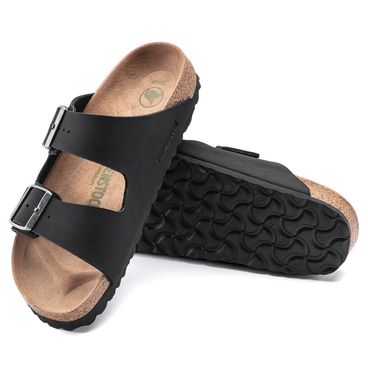 Birkenstock Arizona Vegan Birkibuc in Black, cork sole - Beachin Surf Toukley