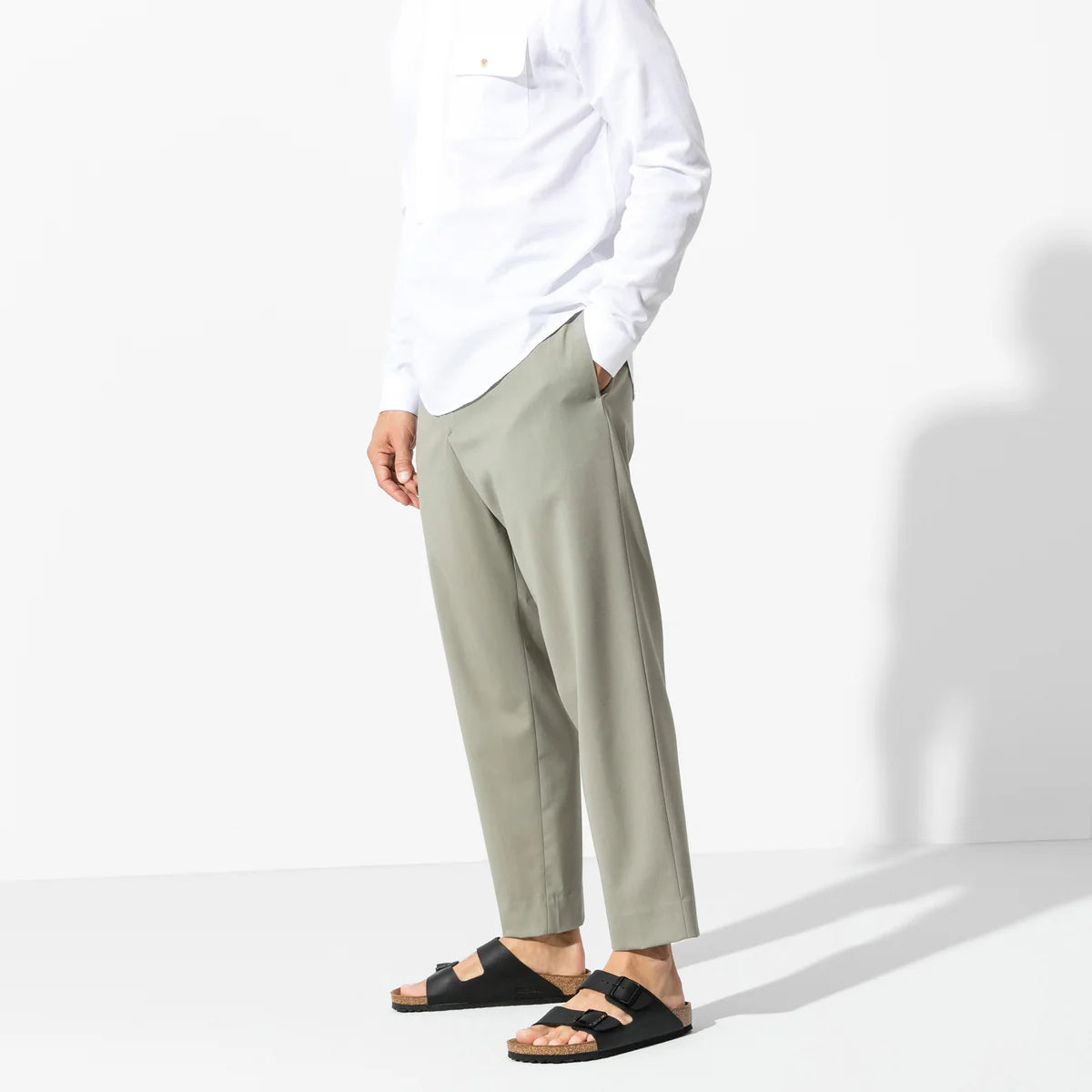 Birkenstock Arizona Birko-Flor in Black, angled view - Beachin Surf Toukley