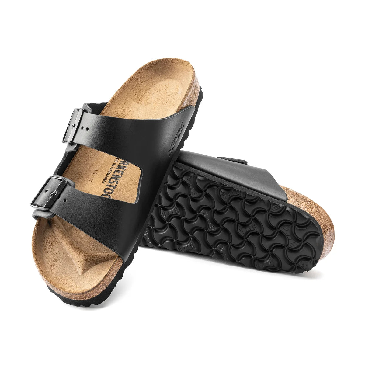 Birkenstock Arizona Smooth Leather in Black, cork sole - Beachin Surf Toukley