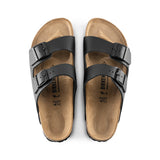 Birkenstock Arizona Smooth Leather in Black, top down footbed - Beachin Surf Toukley
