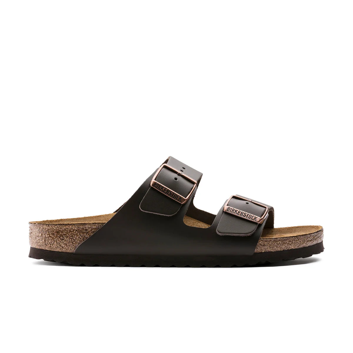Birkenstock Arizona Smooth Leather in Dark Brown, side profile - Beachin Surf Toukley