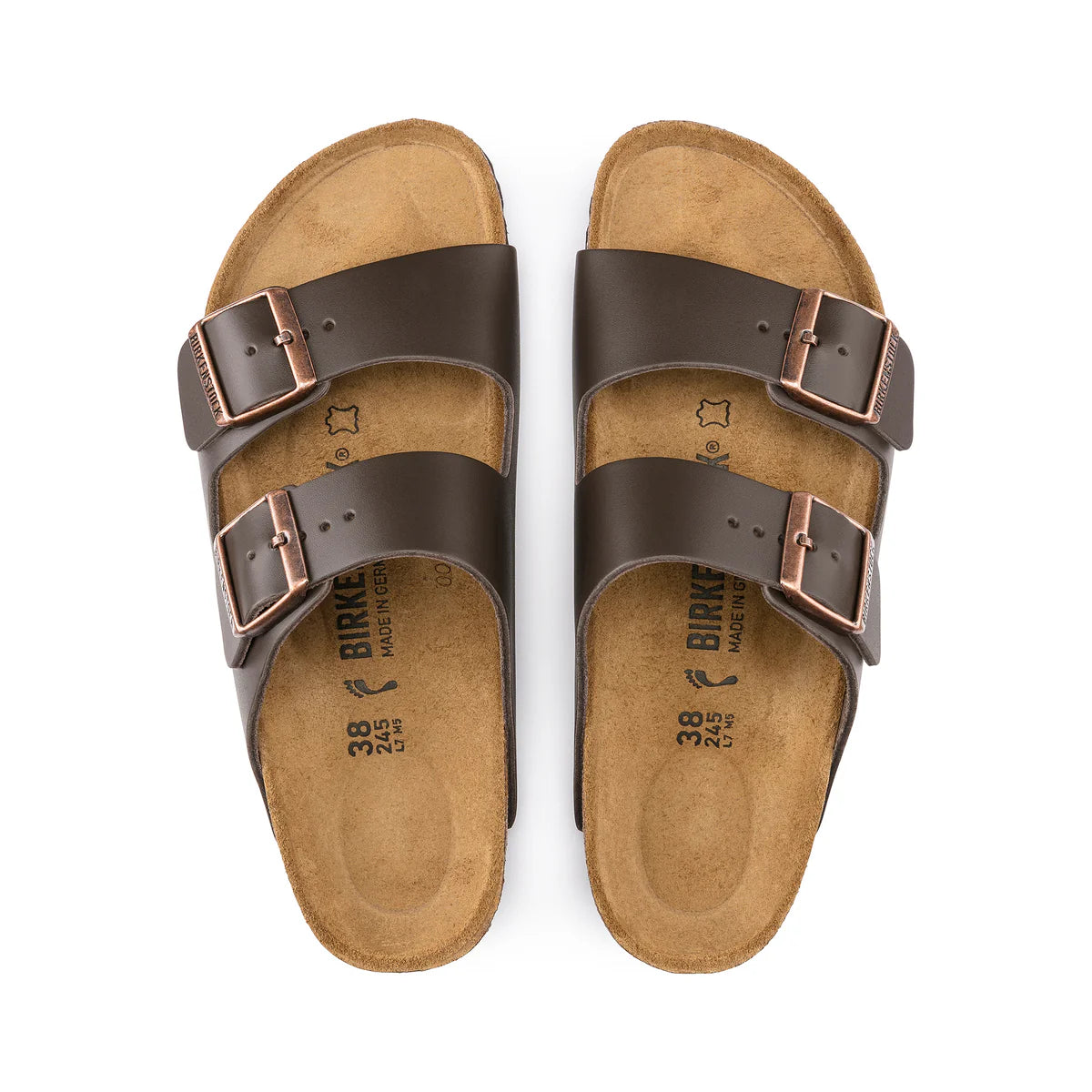 Birkenstock Arizona Smooth Leather in Dark Brown, top down footbed - Beachin Surf Toukley