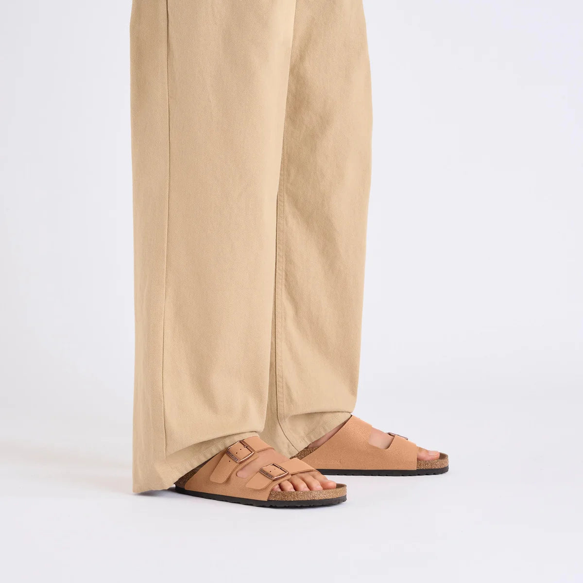 Birkenstock Arizona Vegan Birkibuc in Pecan worn on foot - Beachin Surf Toukley