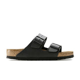 Birkenstock Arizona Soft Footbed Birko-Flor in Black, side profile - Beachin Surf Toukley