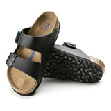 Birkenstock Arizona Soft Footbed Birko-Flor in Black, cork sole - Beachin Surf Toukley