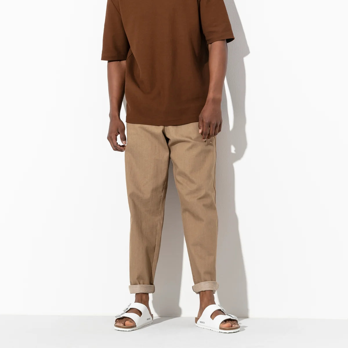 Birkenstock Arizona Birko-Flor in White worn on foot, second view - Beachin Surf Toukley