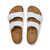 Birkenstock Arizona Smooth Leather in White, top down footbed - Beachin Surf Toukley