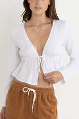 Belle Tie Front Long Sleeve Top