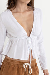 Belle Tie Front Long Sleeve Top