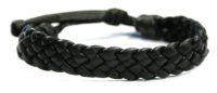 BLACK PLAITED LEATHER TIE BRACELET - Beachin Surf