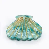 bluegreengold-stripe-clam-hairclip-beachin-surf-65042 - Beachin Surf