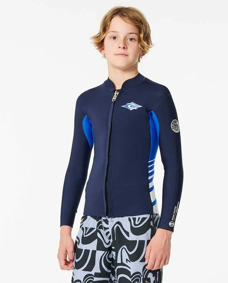 Boys Dawn Patrol Long Sleeve 1.5Mm Front Zip Wetsuit Jacket - Beachin Surf