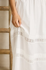 Broderie Lace Gathered Midi Dress