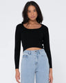 Charis Low Neckline Long Sleeve Knit Top - Beachin Surf