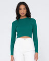 Charis Ribbed Crop Long Sleeve Knit Top - Beachin Surf